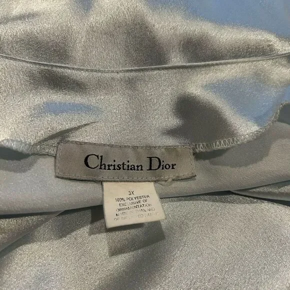 Vintage Christian Dior Light Blue Lingerie Nightgown Slip Dress 3X - Picture 5 of 5